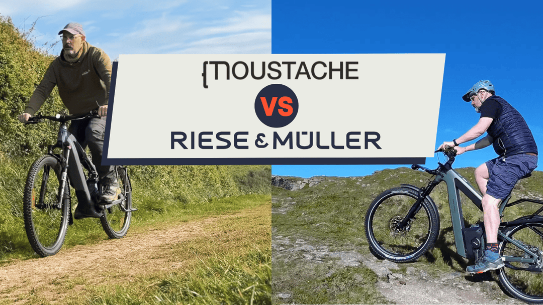 Moustache vs Riese and Muller - a superdelite5 and a Clutch ridden by Dan