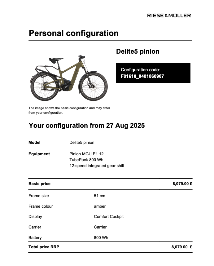 Delite5 GT Pinion, 51cm, Amber